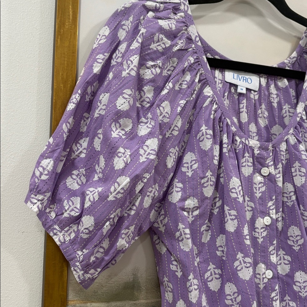 LIVRO Floral Lilac Blouse M - Picture 3 of 5